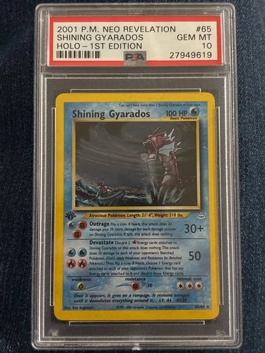 PSA 10 Shining Gyarados FIRST EDITION 65/64 Neo Revelation Holo SWIRL!!