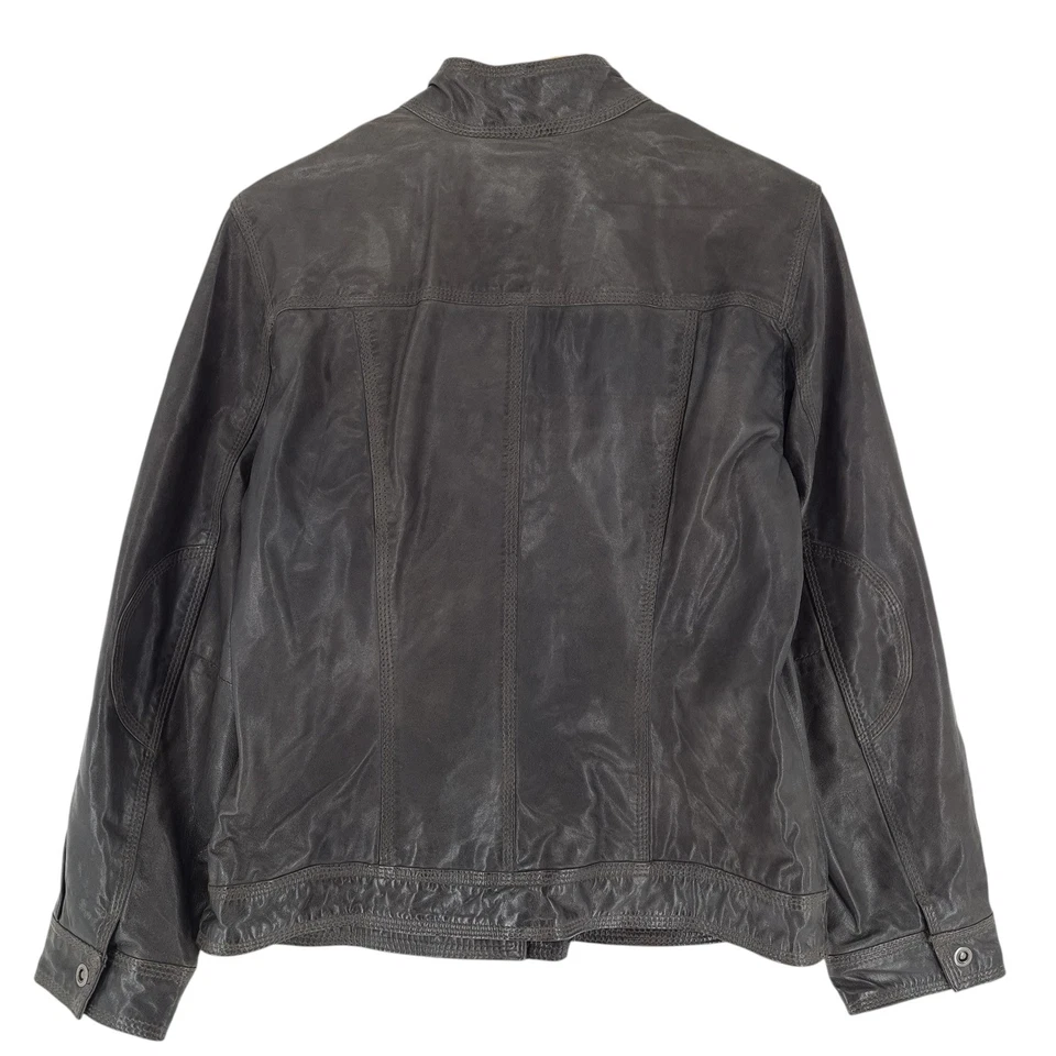 Milestone Vintage Bikerjacke Damen Leder Grau Ml7 Größe 40 - Bild 3 von 4