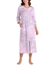 NWT Miss Elaine XL Knit Interlock Zip Robe Pink Paisley 131103