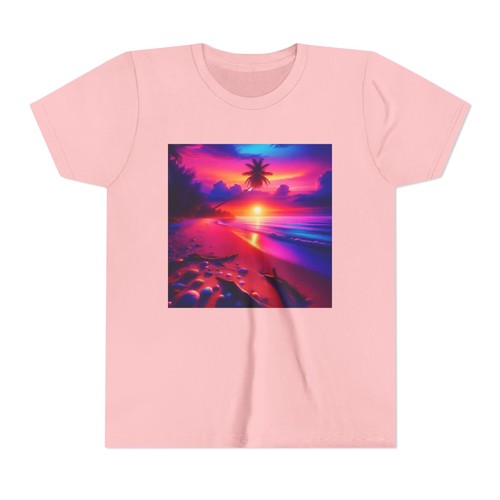 Kids Beach Sunset Tee, Children Colorful T-Shirt Summer Ocean Top, Youth Bright - Picture 30 of 33