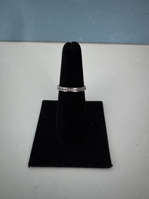 Magic Glo 10k White Gold Diamond wedding Band Dainty Ring size 7.5