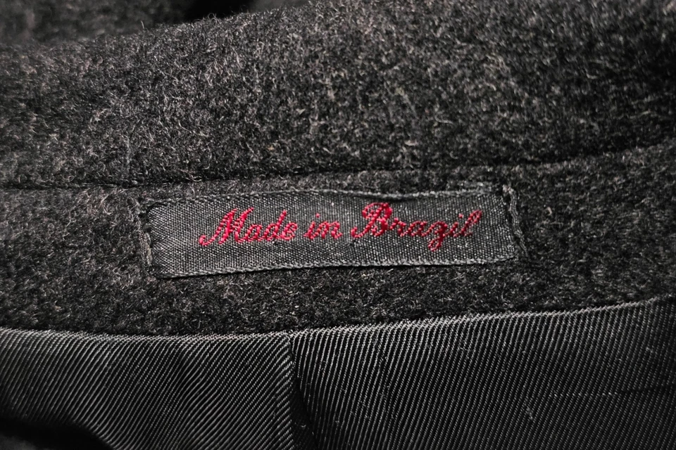 Men's Black Single Breasted Overcoat Macy's Club Room Long Wool Top Coat Sz 44R - Image 4 of 4