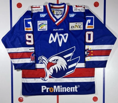 Jan Nijenhuis 2017-18 Adler Mannheim Eagles DNL Game-Worn Hockey Jersey Size XL