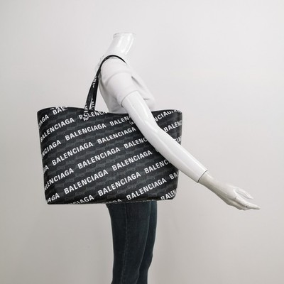 Balenciaga Logo Tote Bag Signature Shoulder Coated Canvas Canvas
