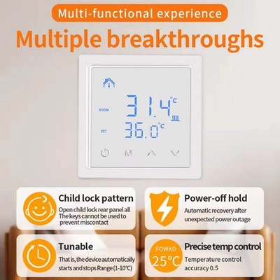 Smart Thermostat 16A Electric Floor Heating Temperature Controller Touch Screen