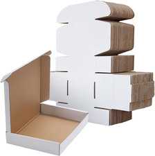 12X9X2 Shipping Boxes Set of 25, White Corrugated Cardboard Box for Packing, Mai