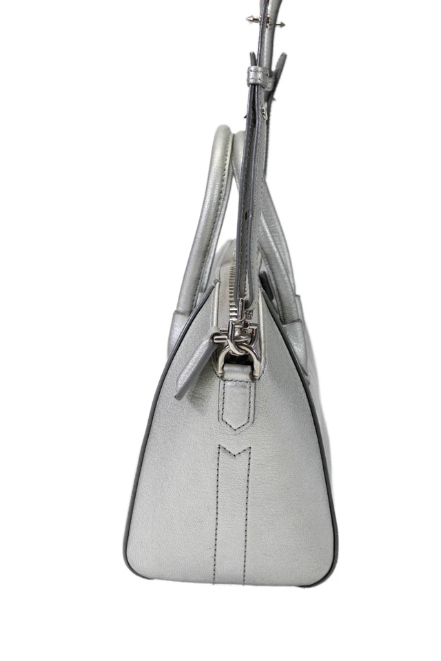 Givenchy Womens Metallic Silver Sugar Goatskin Small Antigona Bag Handbag - Image 3 of 4