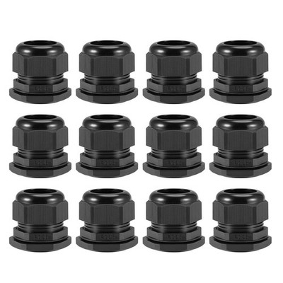 PG36 Cable Gland 22mm-32mm Wire Hole Waterproof Nylon Locknut Black 12PC