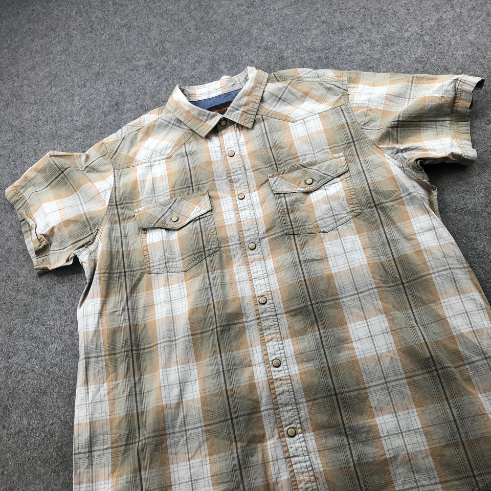 Camisa Northwest Territory Para Hombres XL Gris Tostado A Cuadros Frente a Presión Oeste Manga Corta Foto 3 de 4