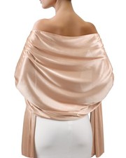 Satin Shawl Wrap for Women Evening Dresses Wedding Party Scarf Champagne PC