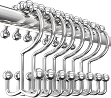Utopia Bedding Double Glide Roller Set of 12 Shower Curtain Hooks, Nickel