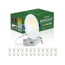 zouzai 24 Pack 4 Inch Ultra-Thin LED Recessed Ceiling Light with Junction Box...