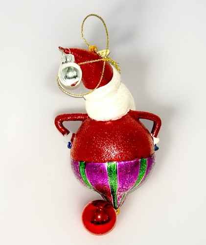 Glitter Tear Drop Shaped Santa Ornament Christmas Holiday 6” - Picture 2 of 3