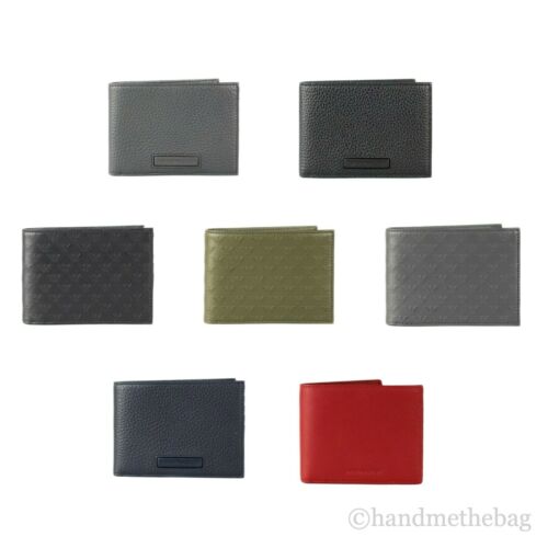 Emporio Armani Men's Bovine Genuine Leather Bifold Organizer Card Holder Wallet - Picture 1 of 22