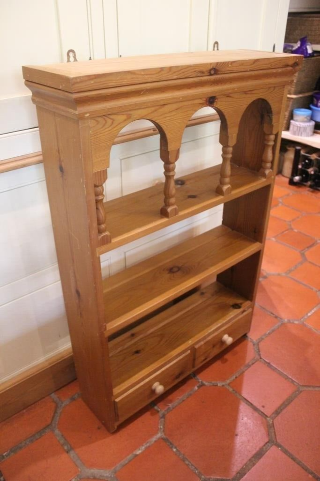 PINE WOODEN WALL MOUNTED SHELVING UNIT with DRAWERS LOVELY! eBay