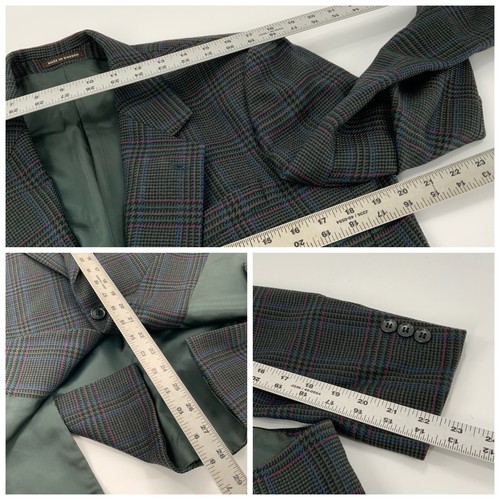 Harrods Oscar Jacobson Blazer 38S Blue Gray Plaid Wool 2B 2V Sweden YGI F2-26 - Picture 6 of 12