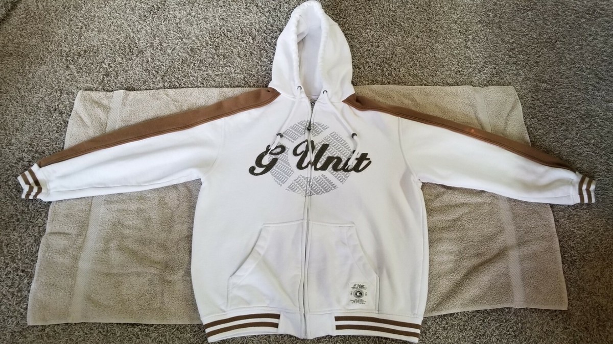 THE G-UNIT HEAVY WEIGHT UNISEX SIZE XL WHITE BROWN FULL ZIP THE G-UNIT HEAVY WEIGHT UNISEX SIZE XL WHITE BROWN FULL ZIP