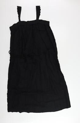 Marks Damen schwarz Leinenmischung Trägerkleid Größe 12