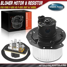 Front HVAC Blower Motor & Resistor Kit with Wheel for Ford F-250 HD F-350 1997