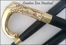 Vctorian Vintage Designer Brass EVA Adam Handle Cane Wooden Walking Stick Style
