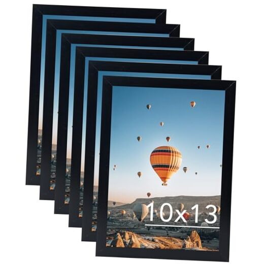 10x13 Picture Frame Set of 6 for Wall Hanging, Wall Mounting 10x13 inch Black