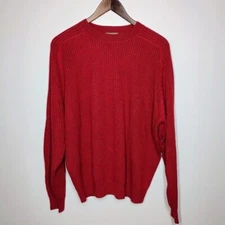 Scott Barber Sweater Mens Medium Red Extra Fine Merino Wool Ribbed Knit Crewneck