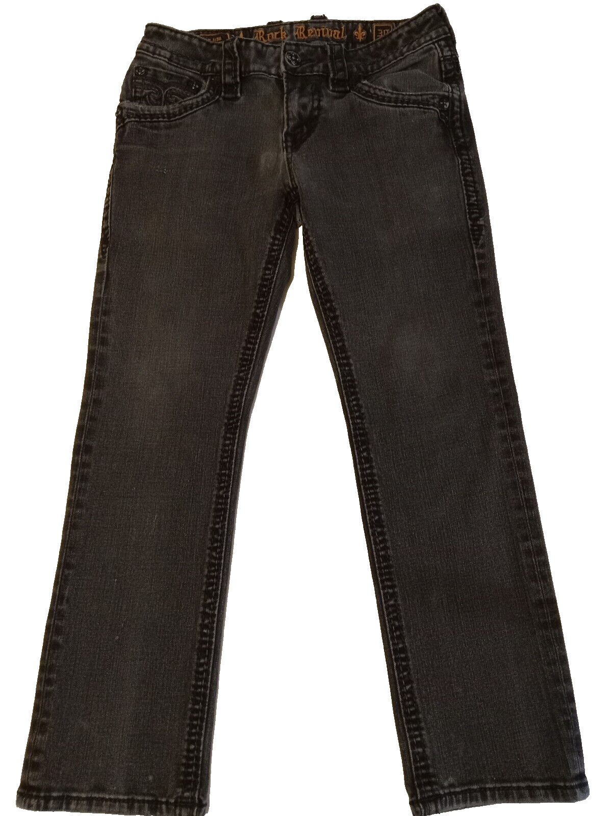 Womens Rock Revival Size 30 Baldwen Slim Straight Black Wash Jeans