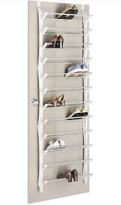 Over-The-Door 18 Pair Hanging Shoe Rack Organizer White Space Saver  Non-Slip