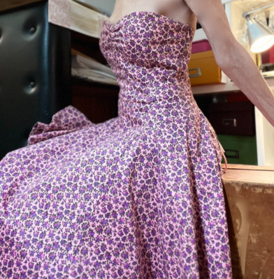 Betsey Johnson Dress Size 10 Fit Flare Lace-up Corset Cotton Calico Flower  Print | eBay