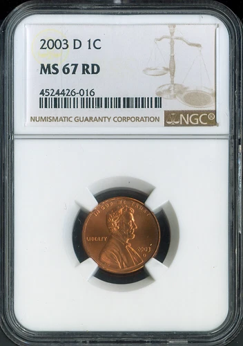 2003-D Lincoln Cent NGC MS67 RD Quality
