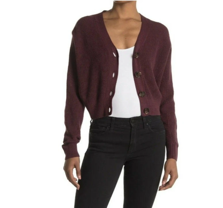 Cárdigan corto para mujer Abound Nordstrom borgoña vid calce holgado talla XS NUEVO CON ETIQUETAS