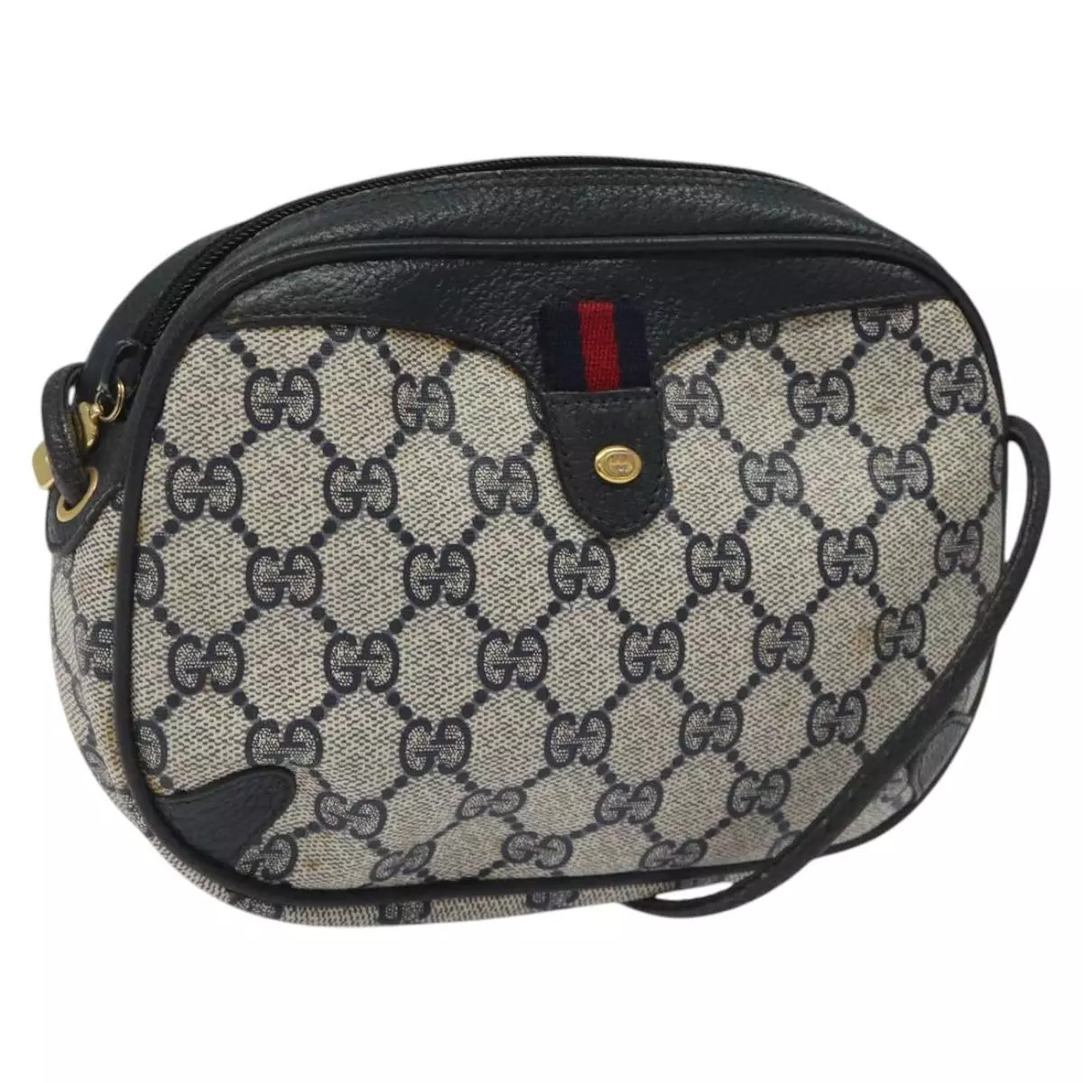 Sac à bandoulière GUCCI GG Supreme Sherry Line PVC rouge marine 89 02 066 authentique 114713