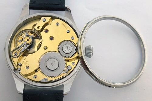 Rare ANTIQUE BIG Marriage Luxury Wristwatch ALPINA Steel Case Enamel Dial - Picture 11 of 19