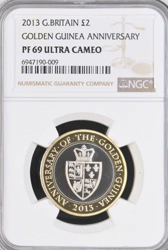 2013 £2 Two Pound Golden Guinea Anniversary NGC PF69 PROOF Great Britain