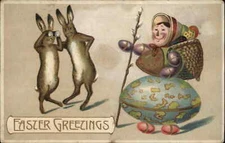 1909 Easter Fantasy Metamorphic Egg Woman SURREALISM Rabbits BINOCULARS