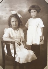 Vintage 1910 s CABINET PHOTO Two Beautiful Sisters School Girls