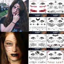 Halloween Temporary Tattoo Sticker Face Makeup Terror Spider Bloody DIY Sticker