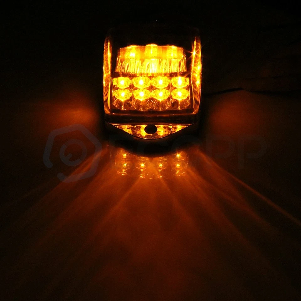 5x Luz de techo marcadora de cabina LED ámbar transparente 17 para semirremolque Peterbilt cromada 12v Foto 2 de 4