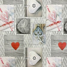 KEVKUS Nappe de Table en Toile Cirée Noël Cœurs Bois Patchwork 35111