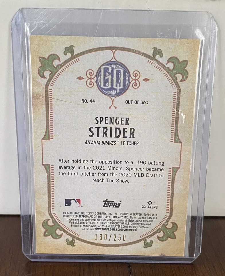 2022 Topps Gypsy Queen Spencer Strider Rookie /250 Blue Parallel Atlanta Braves - Image 2 of 2