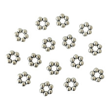 100 pcs Daisy Spacer Beads 8x3mm Antiqued Silver Flower Rondelle Bead Findings