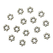 50 pcs Daisy Spacer Beads 8x3mm Antiqued Silver Flower Rondelle Findings Spacers