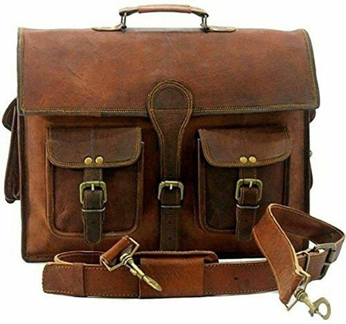Sac Bandoulière En Cuir Vintage Homme - Style Mallette/Messenger - Cuir Véritable Fait Main - Taille M