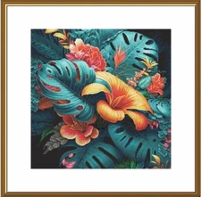 Counted Cross Stitch Kit Exotic flowers DIY Nova Sloboda