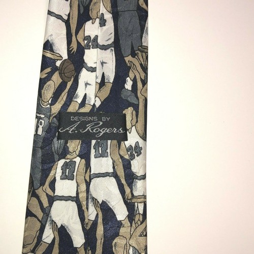 Cuello de corbata con tema de baloncesto diseños de A. Rogers poliéster 57"" de largo 3,75"" de ancho - Imagen 3 de 4