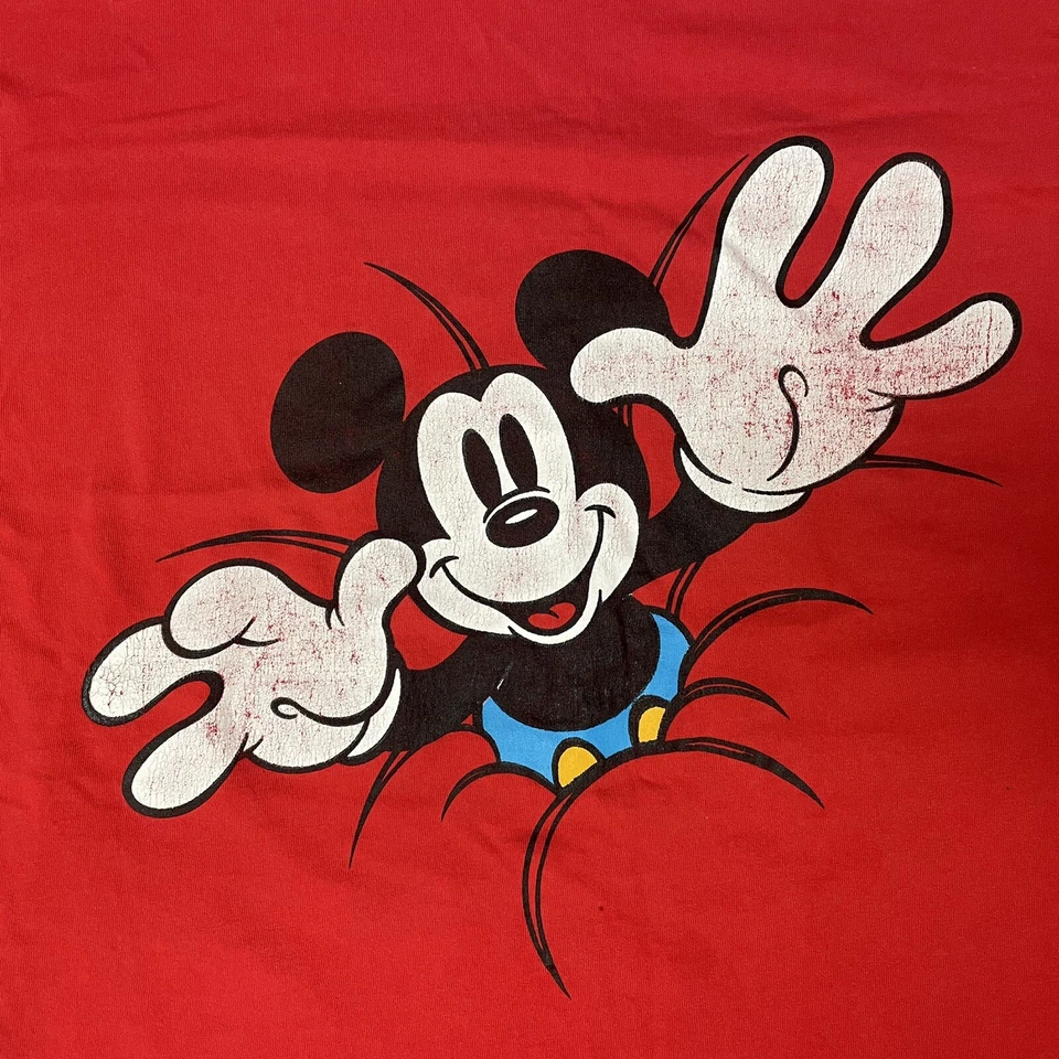 Camiseta De Colección Años 80 90 Walt Disney Mickey Mouse Roja DELANTERA TRASERA Estampada 3XL Foto 4 de 4