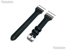 Black Slim Leather Band Strap for 24mm 25mm Width Watches Quick Release Adapters