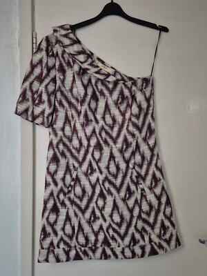 Ba&sh Alba one-shoulder cotton-blend jacquard mini dress Size 1 Uk 8 New Rrp£100