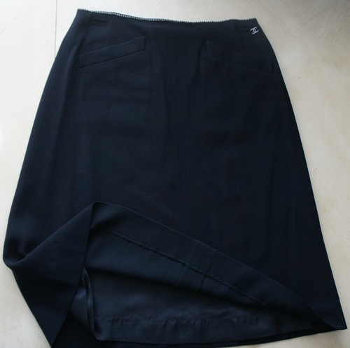 Auth Chanel 00A Black Wool Chain Skirt Size 38 - Picture 6 of 10