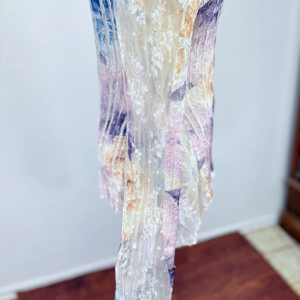 Blusa Top KOMAROV Kisca Manga Larga Abotonada Arrugada Acentos de Encaje Talla XS Foto 4 de 4